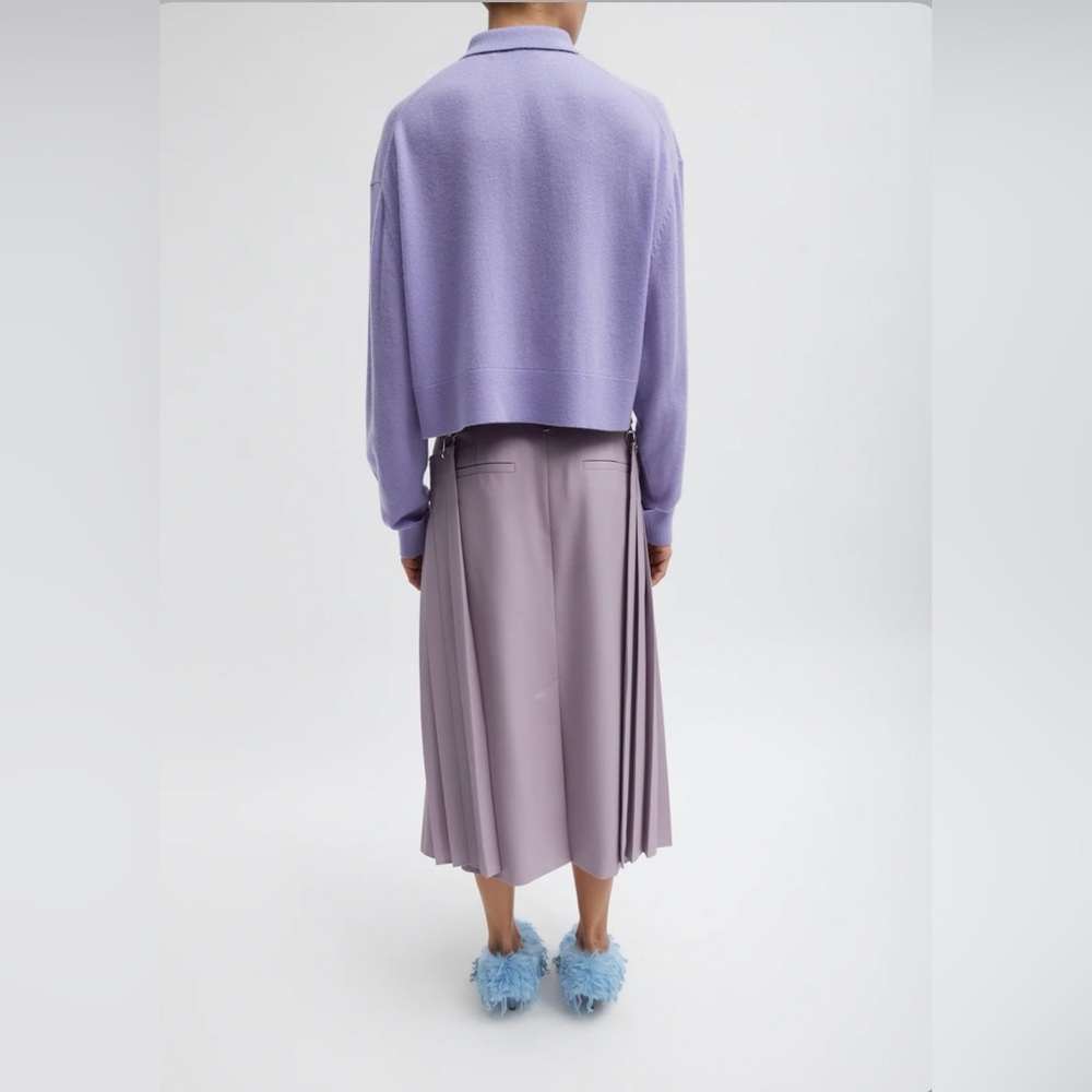 Tibi Washable Cashmere Easy Polo Cropped Sweater in Lavender Size Small - Picture 2 of 3